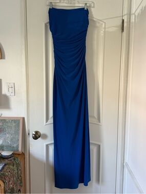 Vintage Ralph Lauren Strapless Royal Blue Ruched Evening Gown